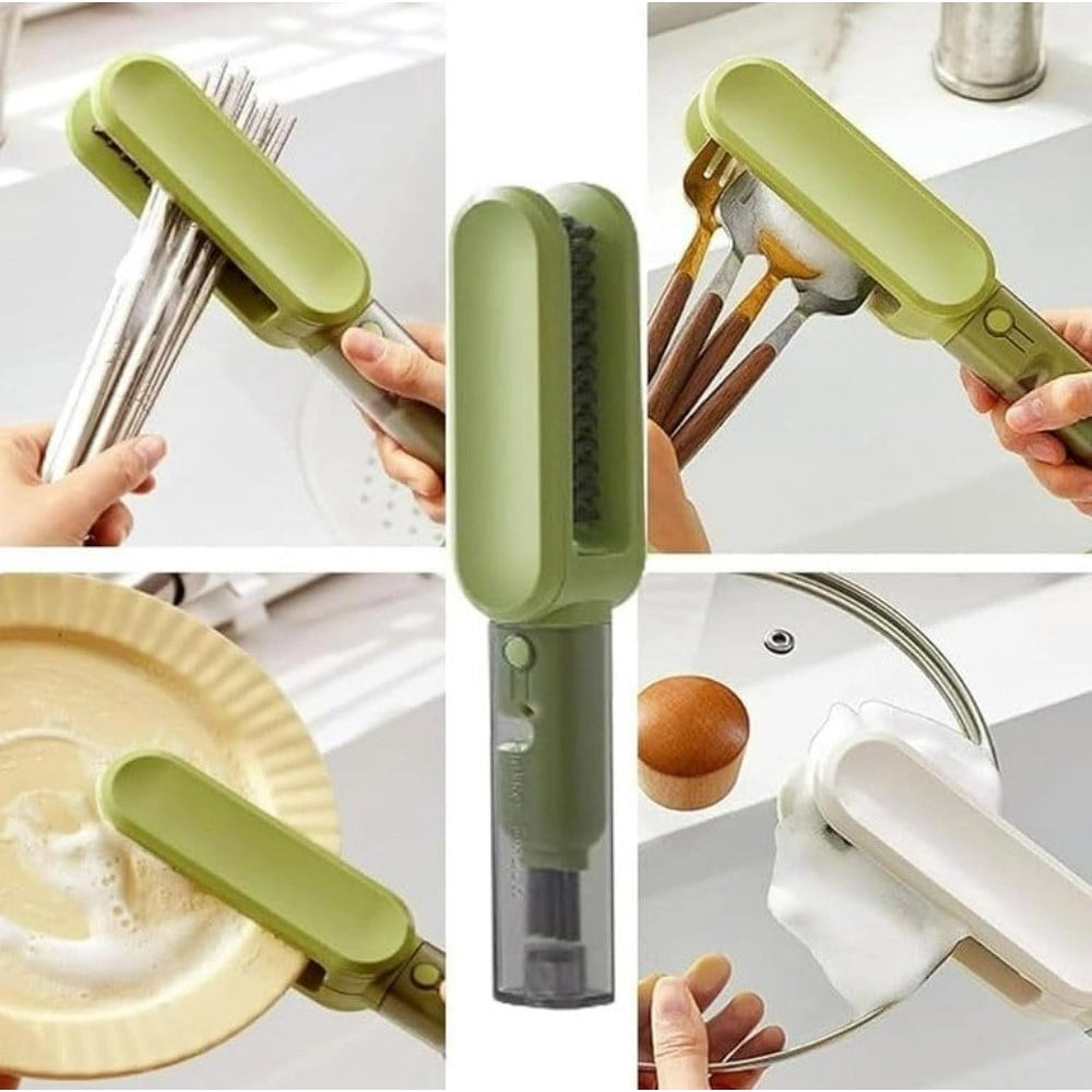 Stainless Steel-Plastic Solid Kitchen Knife Cleaner Brush (Green)