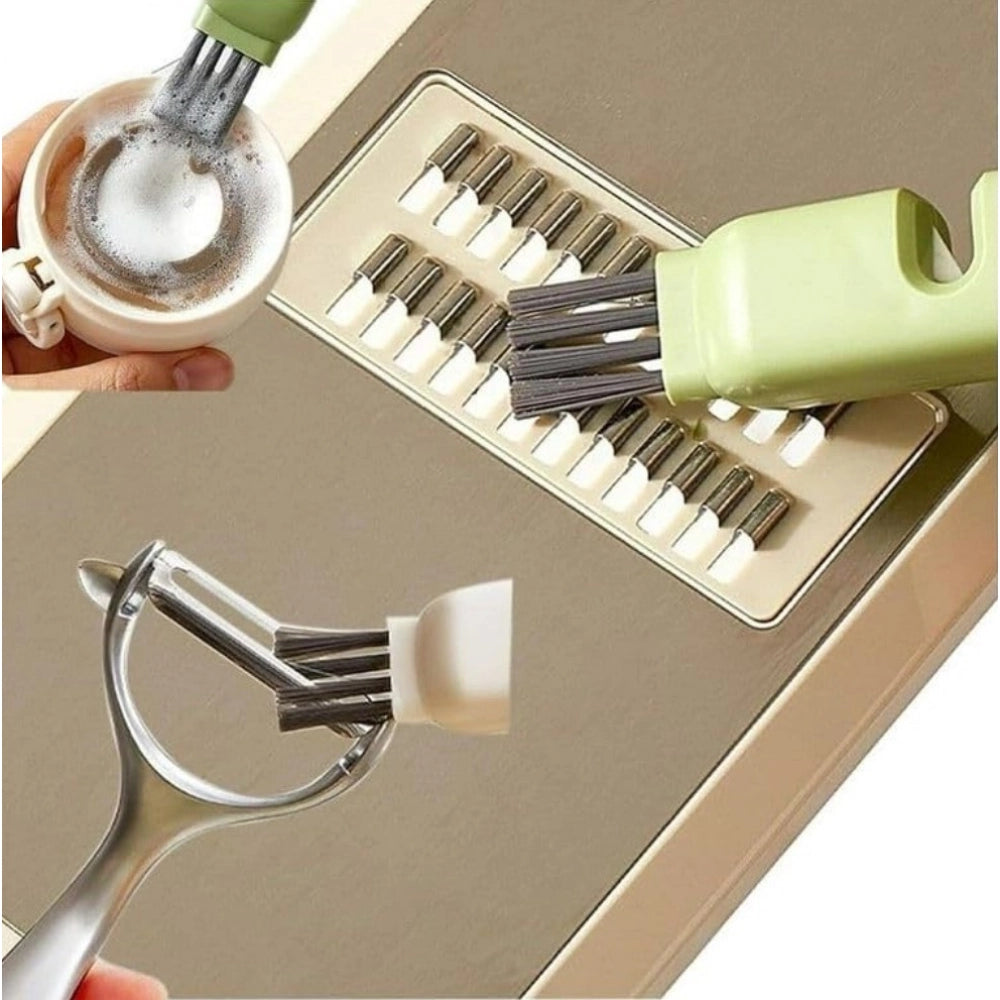 Stainless Steel-Plastic Solid Kitchen Knife Cleaner Brush (Green)