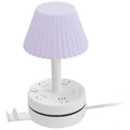 Plastic-LED Ribbed Shade Table Lamp with USB Charging Base (White)