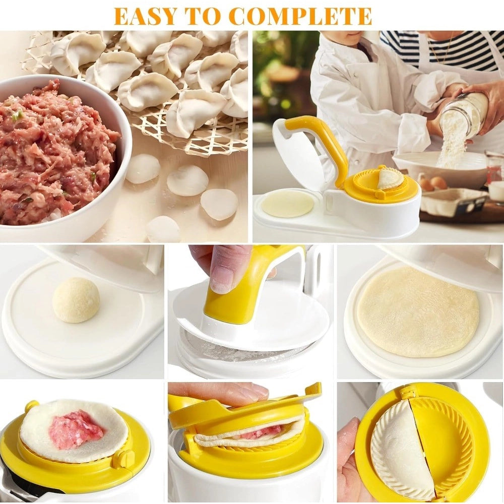 Plastic Solid Dumpling Maker Mold Press (Yellow-White)