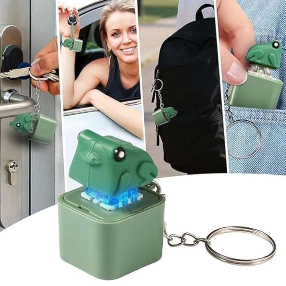 Plastic Solid Frog Croaking Keychain (Multicolor)