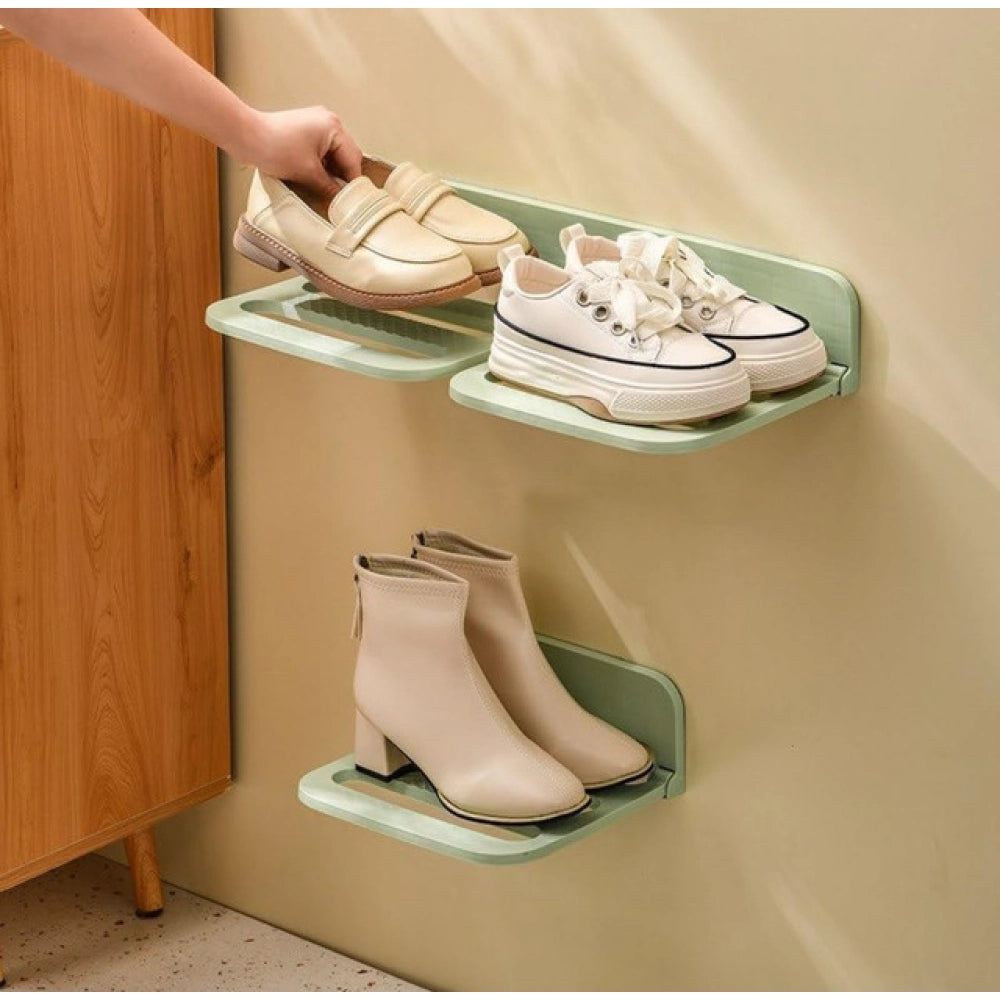 Plastic Solid Wall Hanging Shoe Rack (Multicolor)