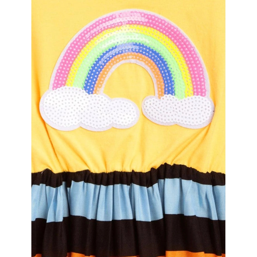 Girl's Cotton Striped Short Sleeve Dress (Multicolor)