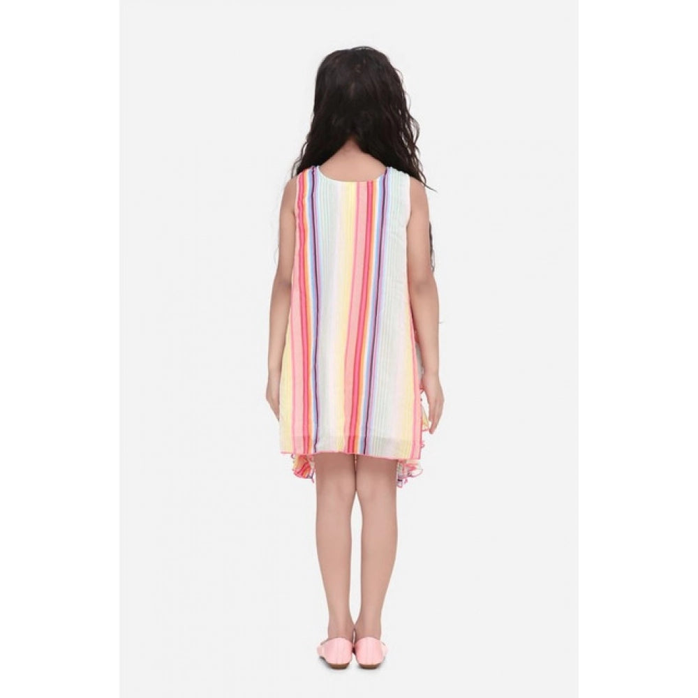 Girl's Chiffon Ruffled Sleeveless Dress (Multicolor)