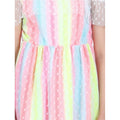 Girl's Polyester Self Design Cold Shoulder Dress (Multicolor)