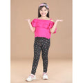 Girl's Cotton Lycra Floral Elasticated Jeggings (Multicolor)