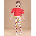 Girl's Cotton Lycra Floral Elasticated Jeggings (Multicolor)