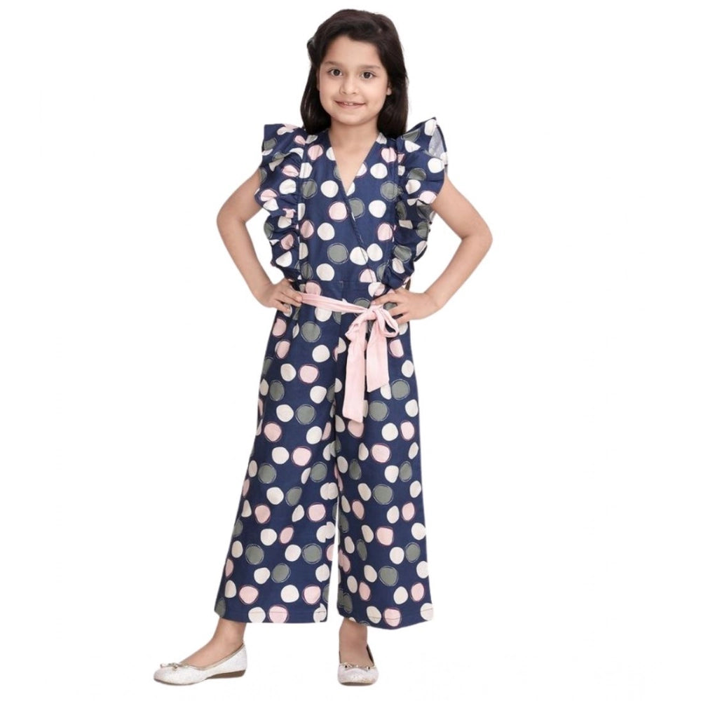 Girl's Rayon Polka Flutter Jumpsuit (Multicolor)
