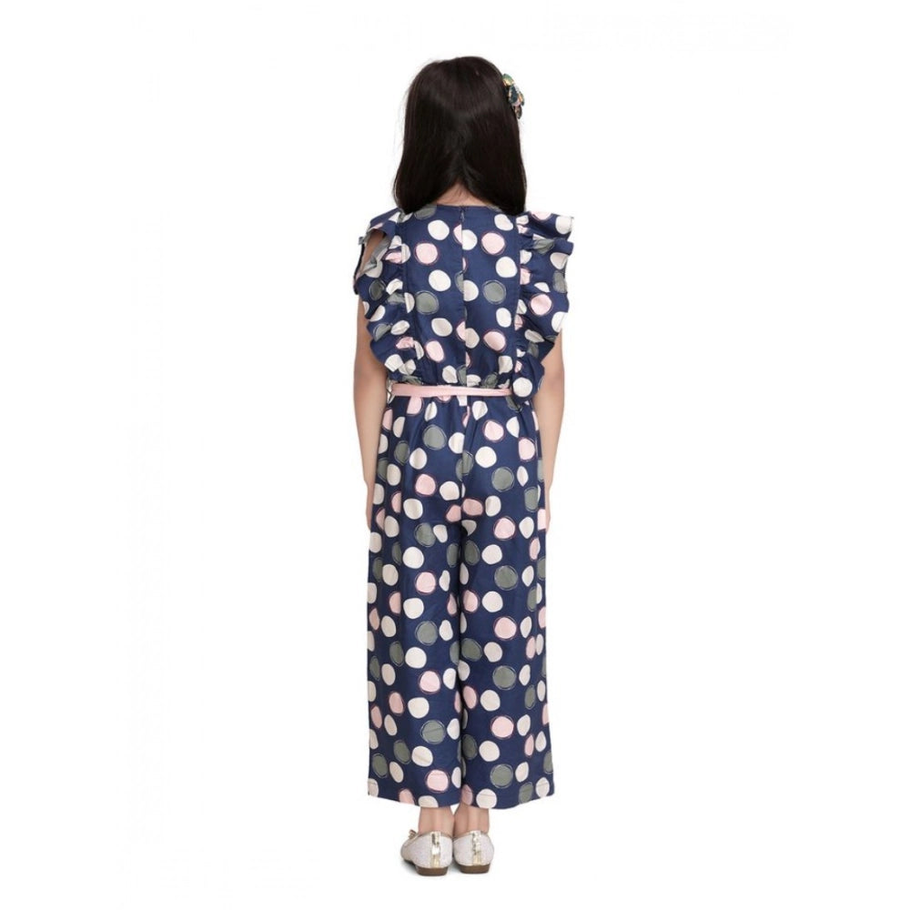 Girl's Rayon Polka Flutter Jumpsuit (Multicolor)