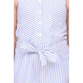 Girl's Polyester Cotton Blend Striped Sleeveless Jumpsuit (Light Blue)