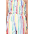 Girl's Polyester Cotton Blend Striped Sleeveless Jumpsuit (Multicolor)