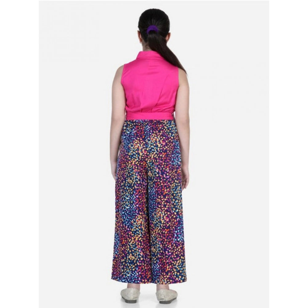 Girl's Bodice-Rayon Colour Block Sleeveless Jumpsuit (Multicolor)