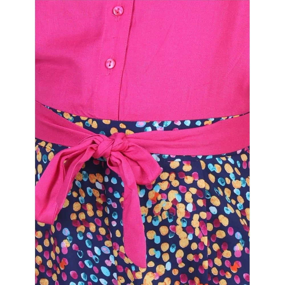 Girl's Bodice-Rayon Colour Block Sleeveless Jumpsuit (Multicolor)