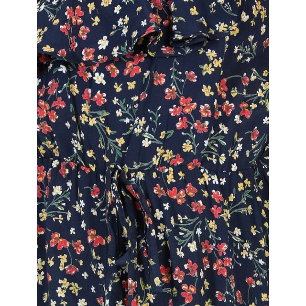 Girl's Polyester Moss Floral Sleeveless Jumpsuit (Multicolor)