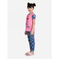 Girl's Cotton Hosiery Printed Night Suit Set (Pink-Blue)