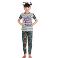 Girl's Cotton Hosiery Printed Night Suit Set (Grey-Green)