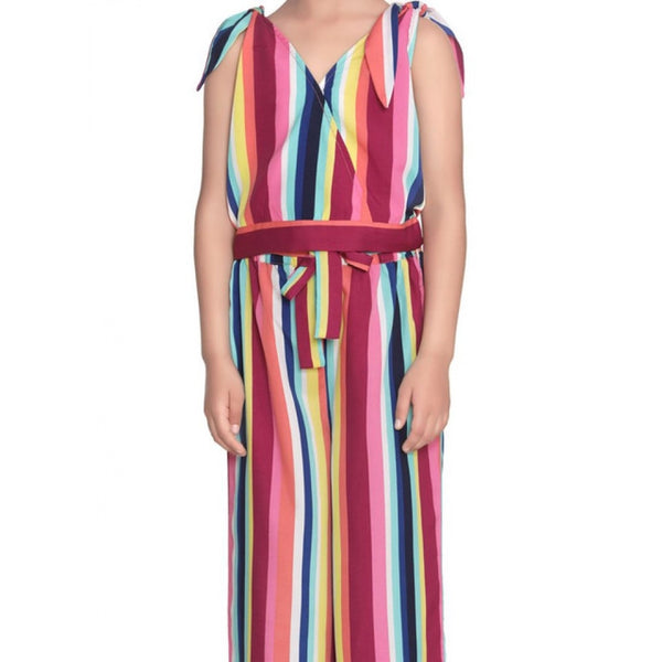 Girl's Polyester Crepe Floral Cold Shoulder Crop Top and Pallazo Set (Multicolor)
