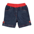 Girl's Denim Lace Inserts Sleeveless Shorts (Blue-Red)