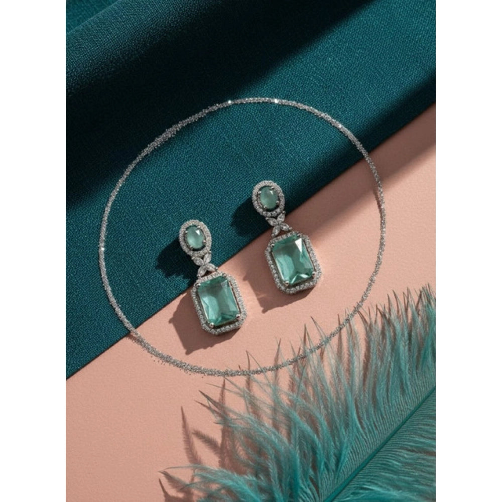 Women's Brass Silver Plated Drop Earrings (Turquoise)