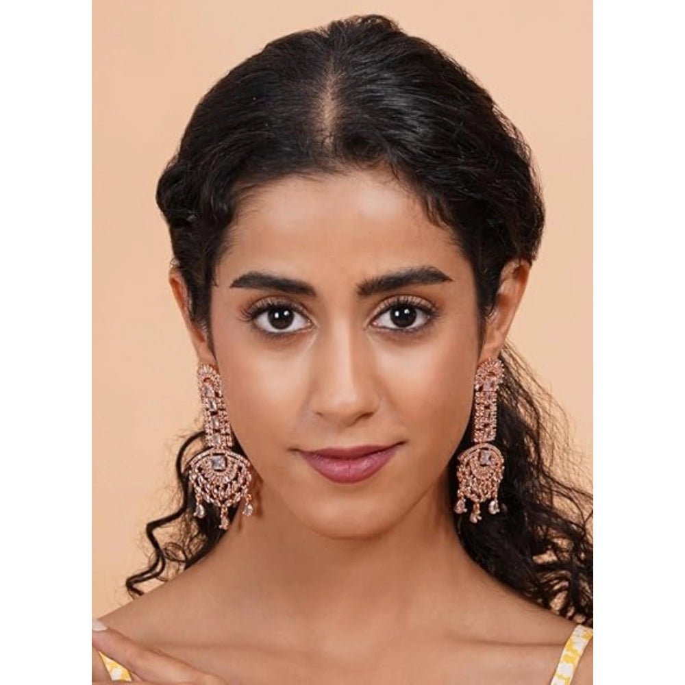 Women's Brass Silver Plated Drop Earrings (White)