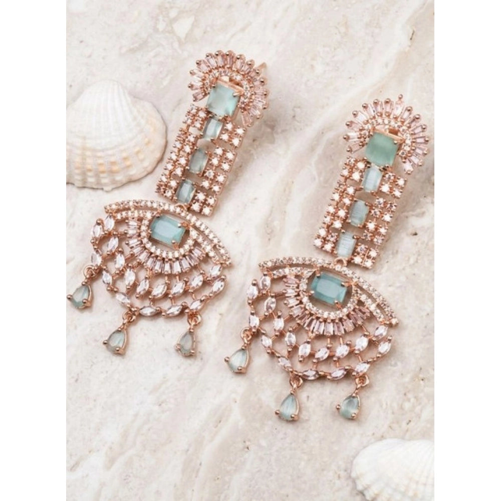 Women's Brass Silver Plated Drop Earrings (Turquoise)