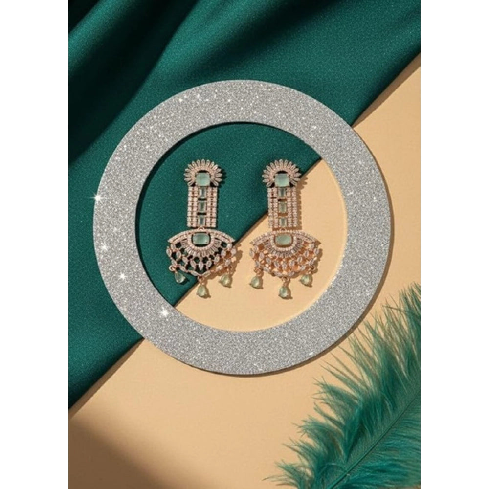Women's Brass Silver Plated Drop Earrings (Turquoise)
