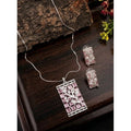Women's Brass Silver Plated Pendant Set (Pink)