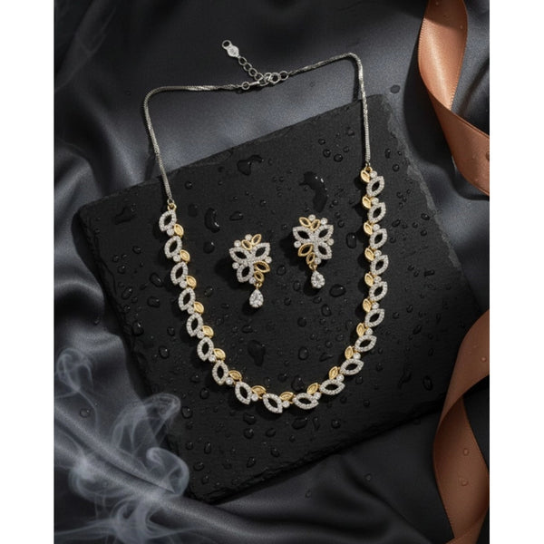Women's Brass Silver Plated Necklace set (Silver)
