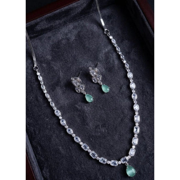 Women's Brass Silver Plated Necklace set (Turquoise)