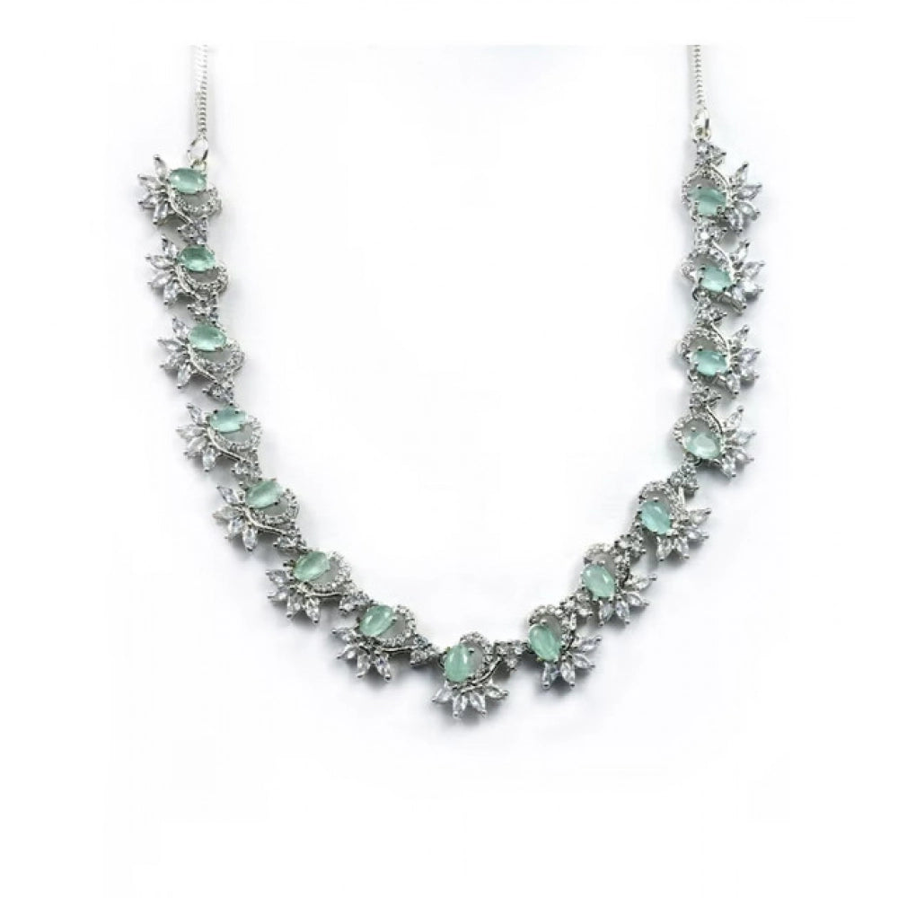 Women's Brass Silver Plated Necklace set (Turquoise)