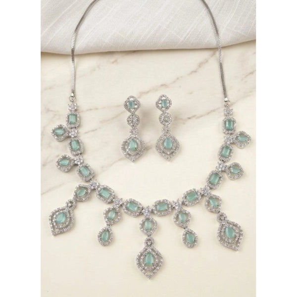 Women's Brass Silver Plated Necklace set (Turquoise)