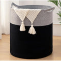 Cotton 12x14 Inch-1 Pcs Storage Basket For Clothes With Out Lid (Gray-Black)