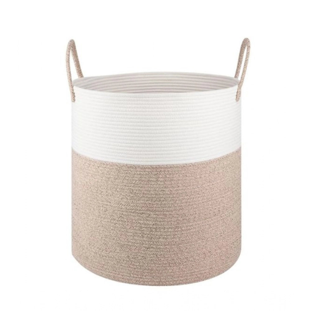 Cotton 12x14 Inch-Kidi-Handle Storage Basket For Clothes With Out Lid (Kidi-White)