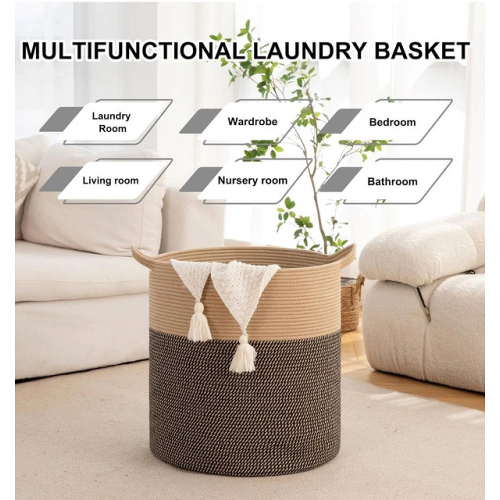 Cotton 12x14 Inch - Mix Storage Basket For Clothes With Out Lid (Dark-Brown)