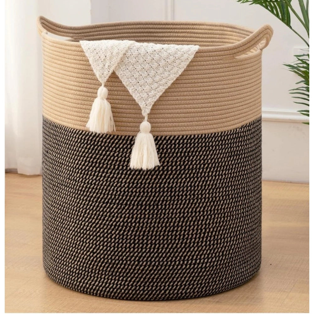 Cotton 12x14 Inch - Mix Storage Basket For Clothes With Out Lid (Dark-Brown)