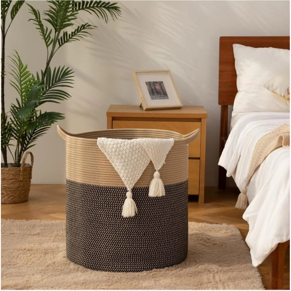 Cotton 12x14 Inch - Mix Storage Basket For Clothes With Out Lid (Dark-Brown)