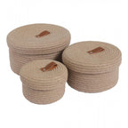 Cotton 3 Pcs Set Roti Box Storage Basket With Lid (Beige)