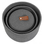 Cotton 3 Pcs Set Roti Box Storage Basket With Lid (Gray)