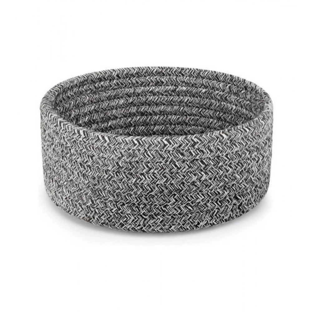 Cotton 8x3 Inch Kidi Round 1 Pcs Bedside Organizer With Out Lid (Black)
