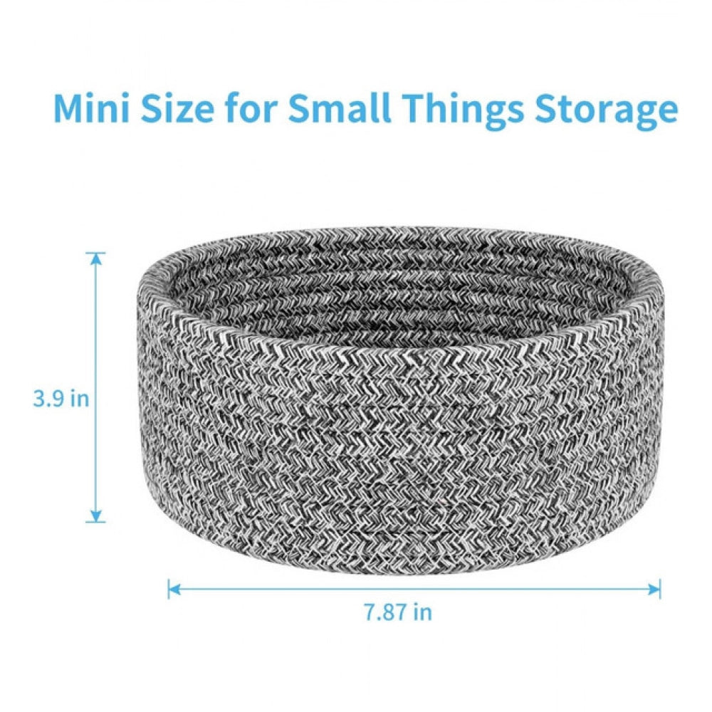 Cotton 8x3 Inch Kidi Round 1 Pcs Bedside Organizer With Out Lid (Black)