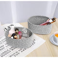 Cotton 8x3 Inch Kidi Round 2 Set Bedside Organizer With Out Lid (Black)