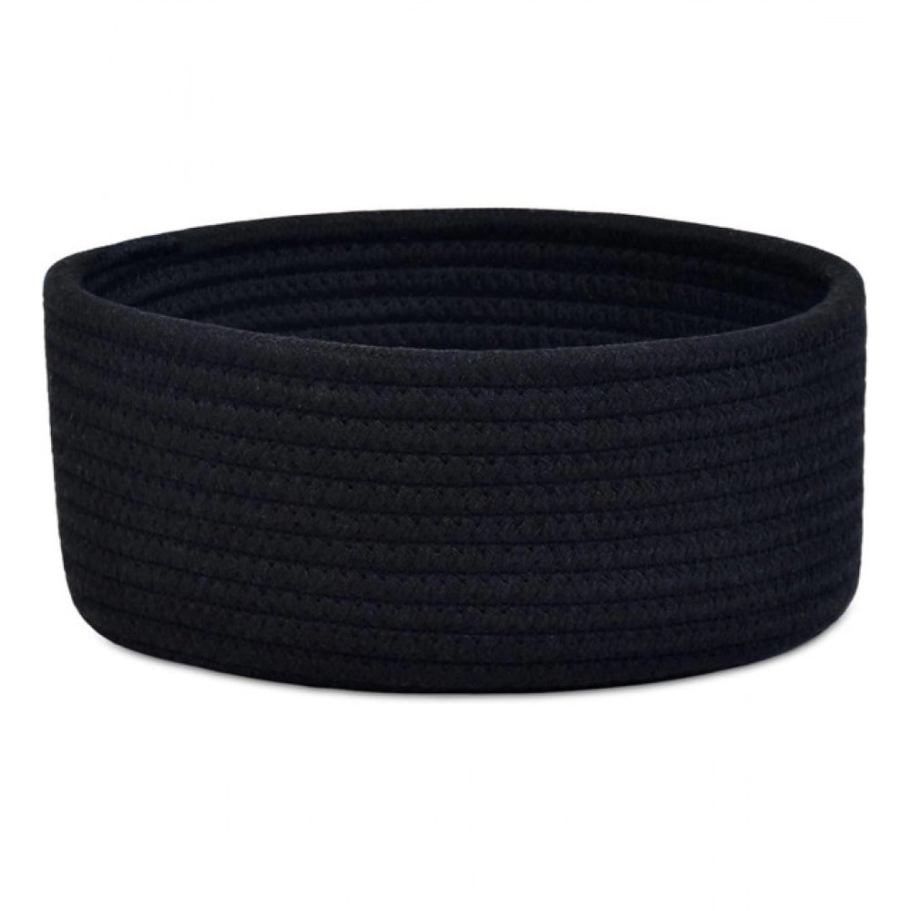 Cotton 8x3 Inch Round 1 Pcs Bedside Organizer With Out Lid (Black)