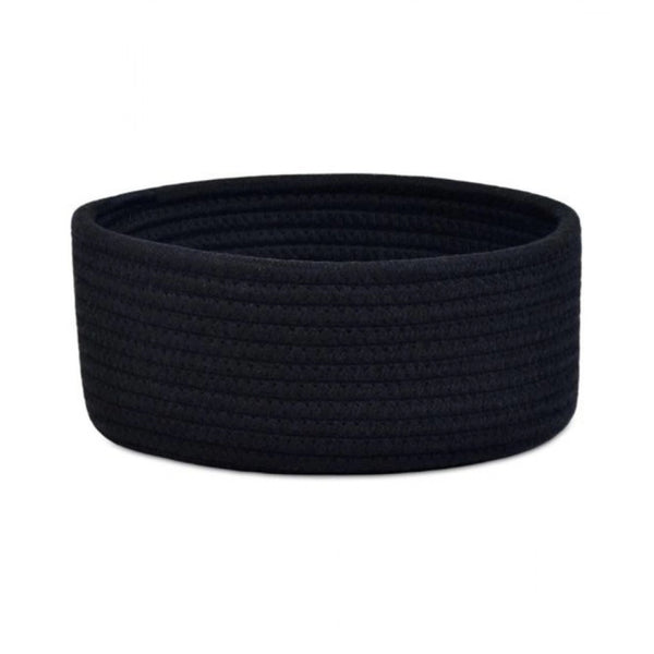 Cotton 8x3 Inch Round 1 Pcs Bedside Organizer With Out Lid (Black)