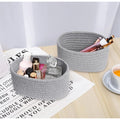 Cotton 8x3 Inch Round 2 Set Bedside Organizer With Out Lid (Gray)