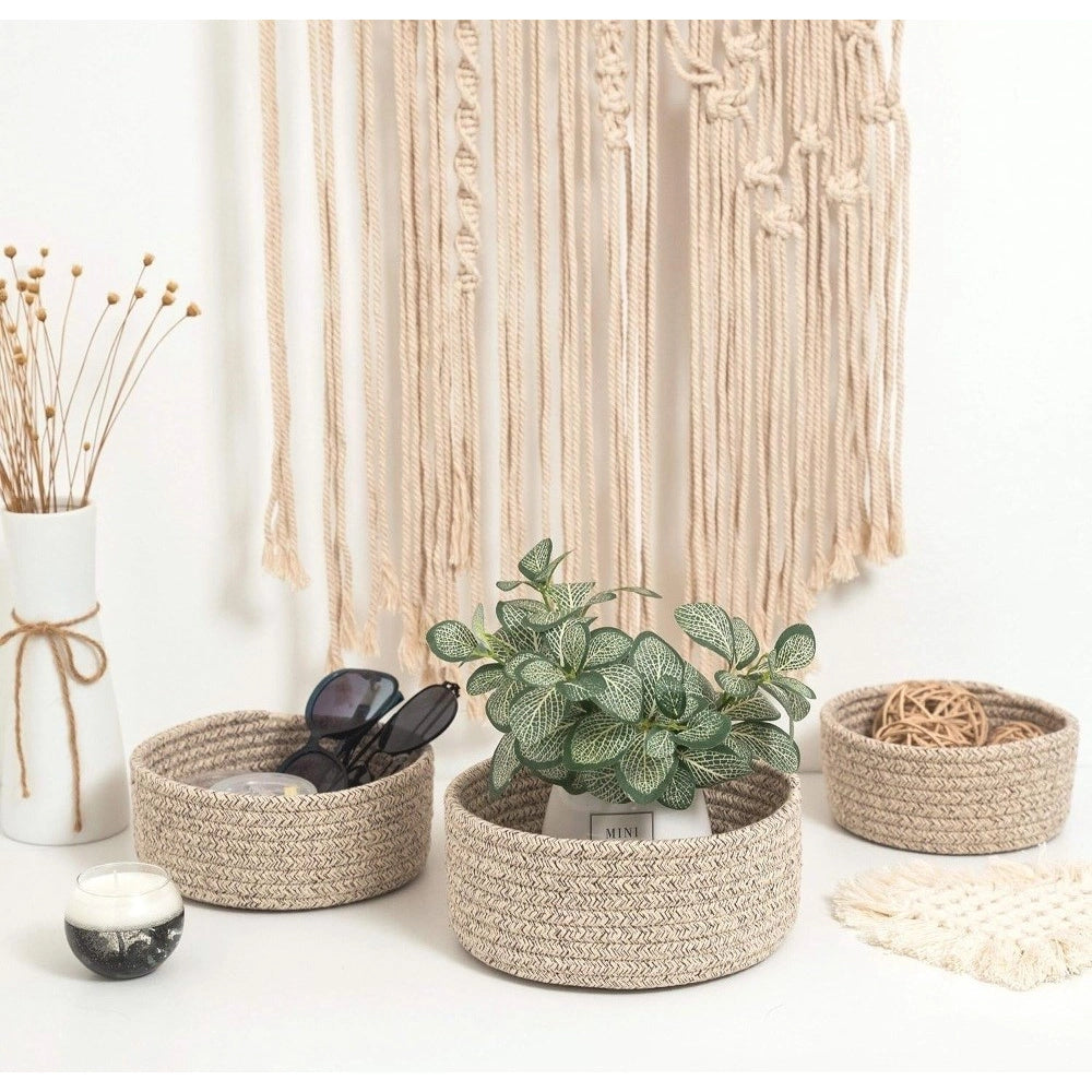 Cotton 8x3 Inch Kidi Round 3 Set Bedside Organizer With Out Lid (Kidi)