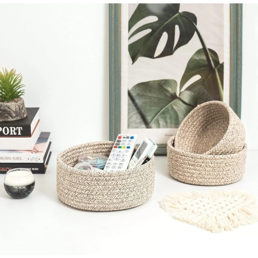 Cotton 8x3 Inch Kidi Round 3 Set Bedside Organizer With Out Lid (Kidi)