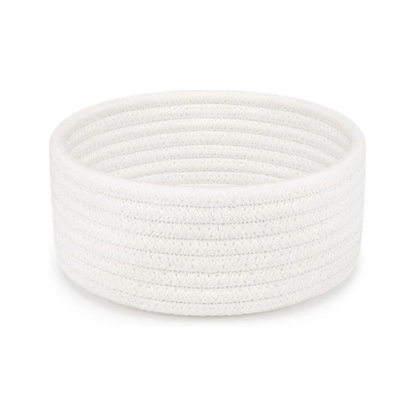 Cotton 8x3 Inch Round 1 Pcs Bedside Organizer With Out Lid (White)