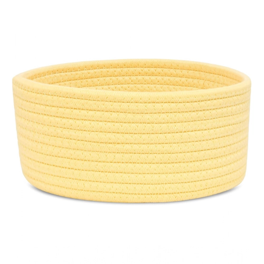 Cotton 8x3 Inch Round 1 Pcs Bedside Organizer With Out Lid (Yellow)