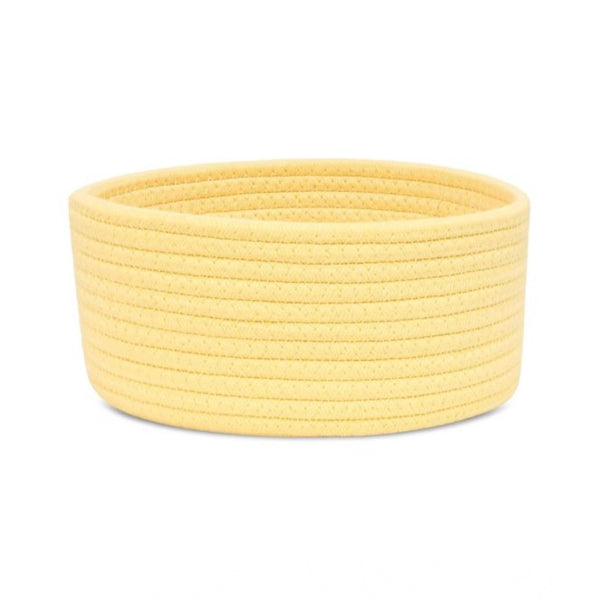 Cotton 8x3 Inch Round 1 Pcs Bedside Organizer With Out Lid (Yellow)