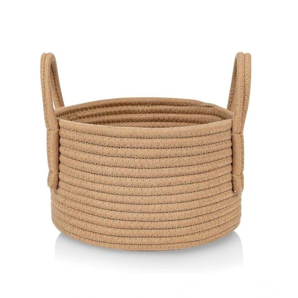 Cotton Pack Of_1 Basket 7x5 Inch Storage Basket For Clothes (Beige)